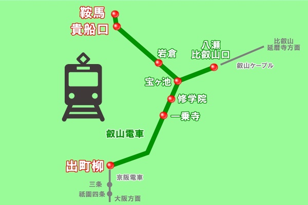 叡山電車のうちわ型1日乗車券「悠久の風きっぷ」の有効区間