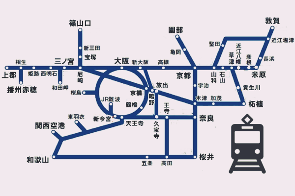「関西1デイパス」のJR乗り放題範囲図