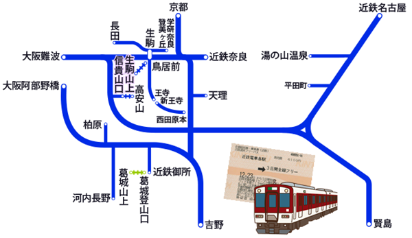 近鉄全線が乗り放題「週末フリーパス」の利用範囲