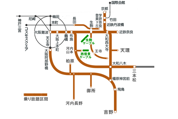 大阪、奈良、京都の近鉄「新春おでかけ京阪奈1dayパス」の乗り放題範囲