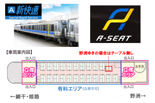 JR新快速の指定席「Aシート」とは？車内設備、値段、乗り方