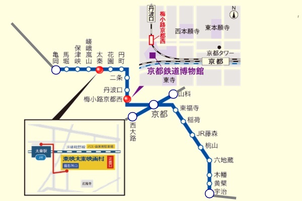 JR「京都鉄道博物館・映画村きっぷ」の乗り放題範囲