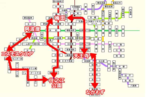 大阪地下鉄（メトロ）「迂回定期券」の具体例