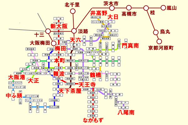「大阪メトロ堺筋線・阪急京都線相互直通５０周年記念乗車券」乗り放題区間