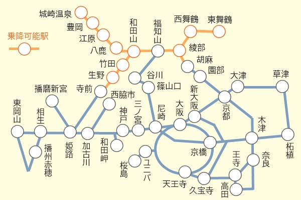 JR西日本「ひょうご夏の体験デジタルパス」の乗り放題範囲