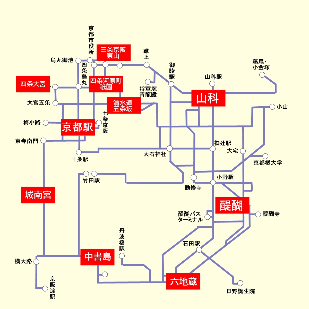 一日乗車券「京阪バスIC1dayチケット」の京都市内乗り放題範囲