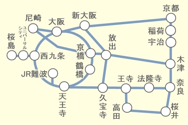 JR西日本「古都奈良デジタルパス」の乗り放題範囲