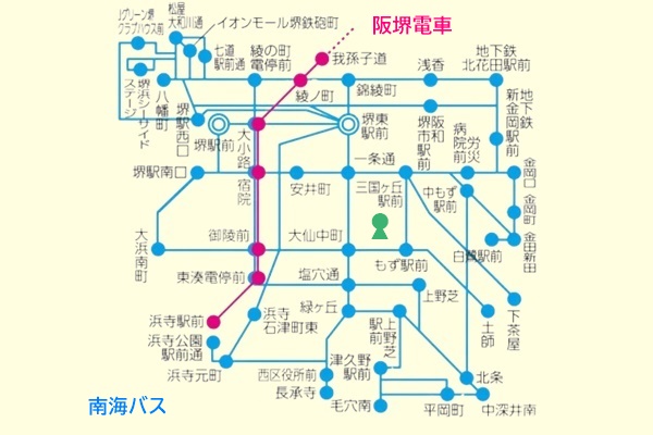 JR西日本「大阪・堺おでかけパス」の阪堺電車、南海バスの乗り放題範囲