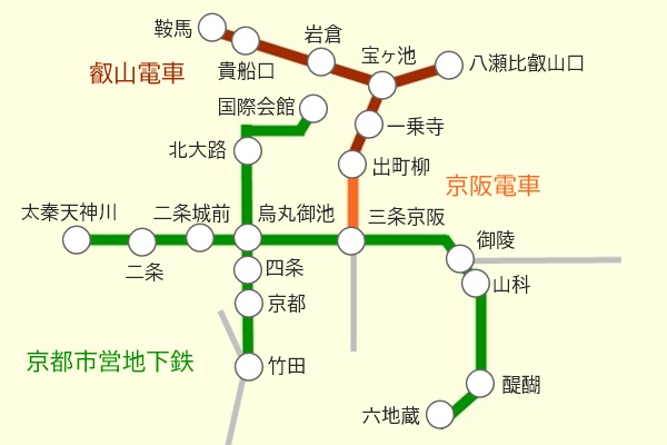 叡山電車「地下鉄＆えいでん 鞍馬・貴船日帰りきっぷ」乗り放題の範囲