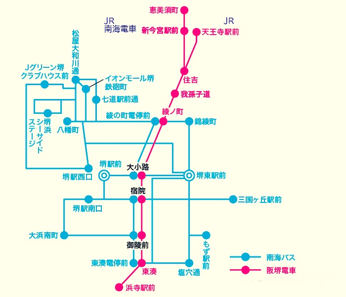 JR・南海「堺おでかけフリーパス」の阪堺電車、南海バスの乗り放題範囲