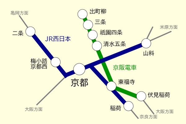 「京都 京阪・JR西日本QRパス」の乗り放題範囲