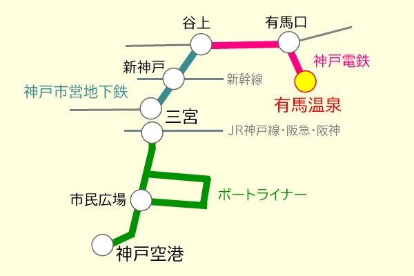 神戸空港から日帰り入浴「有馬温泉湯ったりきっぷ」の有効区間