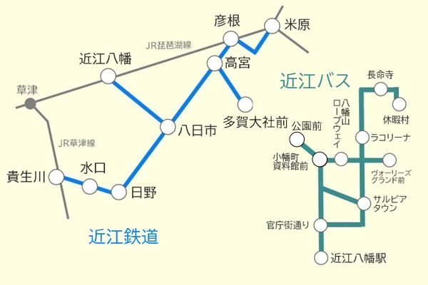 JR西日本「鉄道版ビワイチパス」の近江鉄道、近江バスの乗り放題範囲