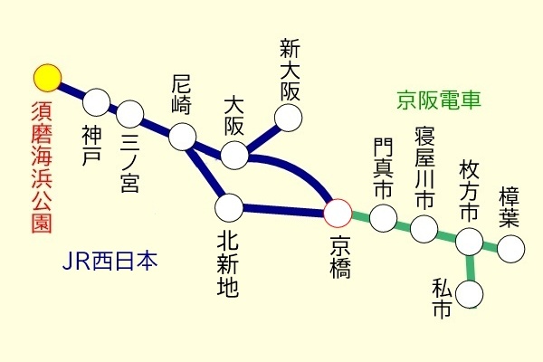 「京阪＆JR神戸須磨シーワールド１dayパス」の乗り放題範囲