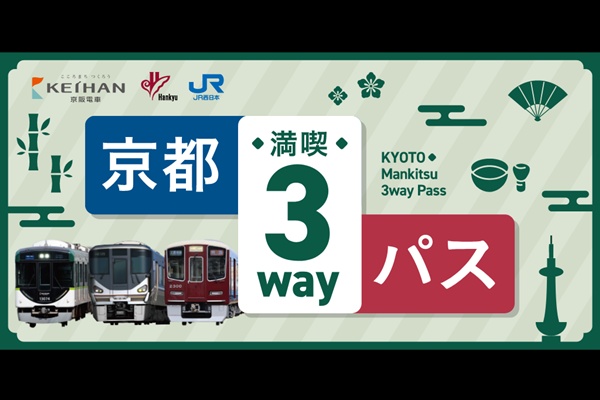 JR西日本・阪急電車・京阪電車「京都満喫3wayパス」の内容、値段、発売期間、購入方法