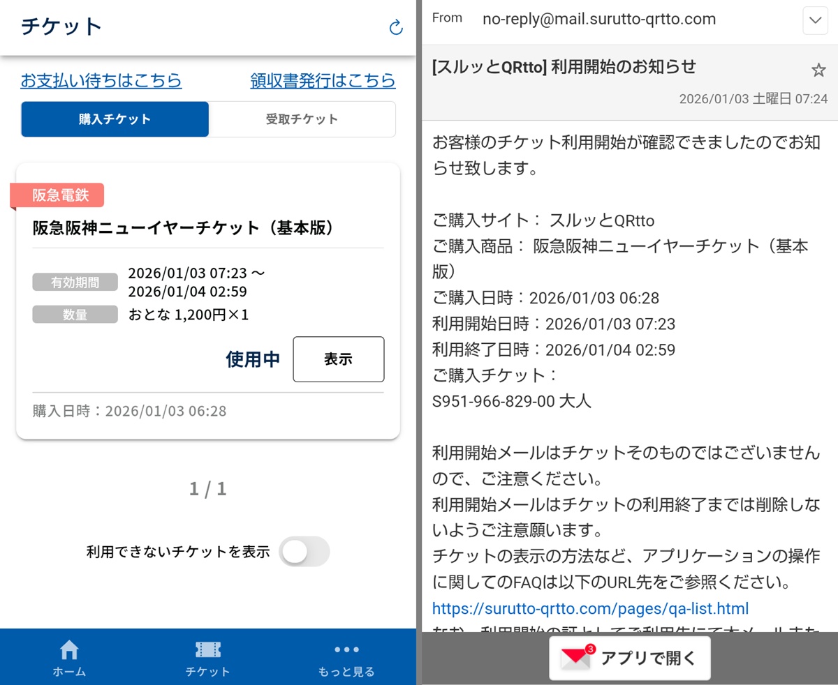 「阪急阪神ニューイヤーチケット」の利用方法